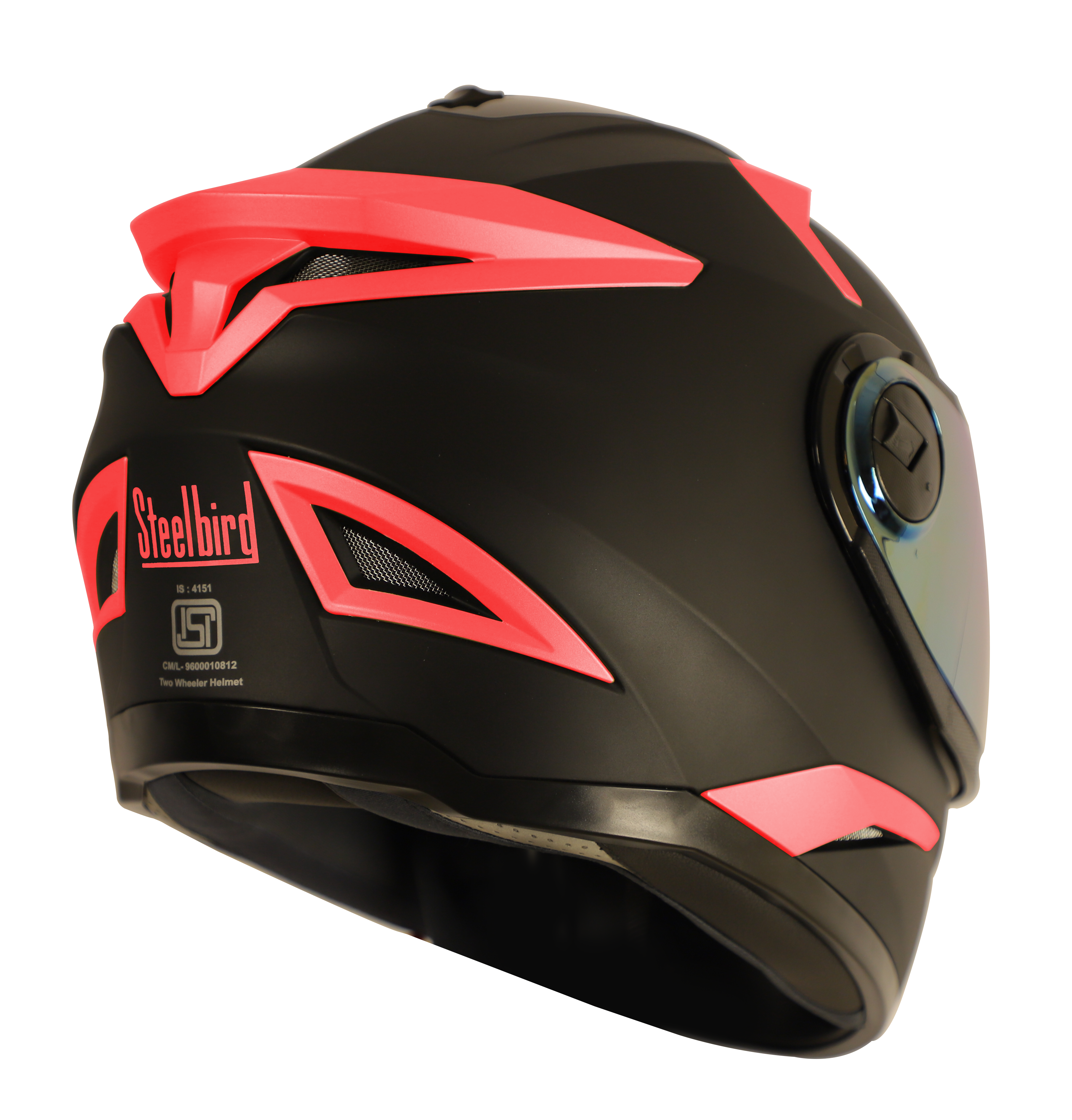 SBH-17 ROBOT FLUORESCENT EDITION MAT BLACK WITH FLUO WATERMELON (FITTED WITH CLEAR VISOR EXTRA GOLD CHROME VISOR)
